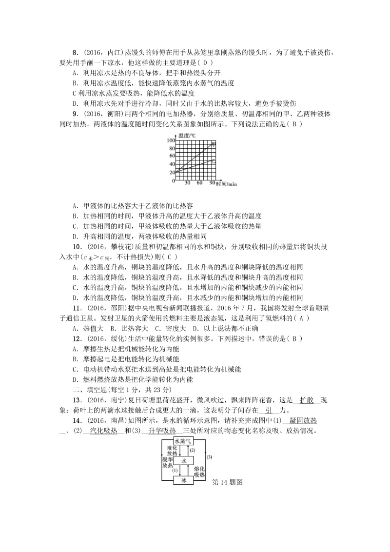 中考物理总复习 第15-16讲 综合能力检测题 新人教版_第2页