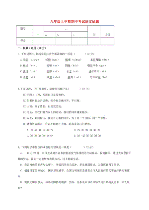 九年級語文上學(xué)期期中試題 新人教版 (9)