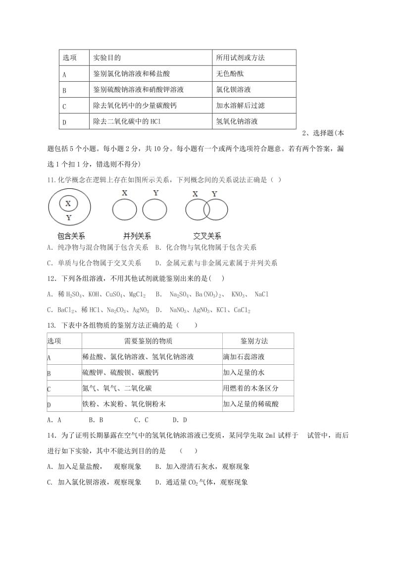 九年级化学上学期期中试题 鲁教版五四制_第3页