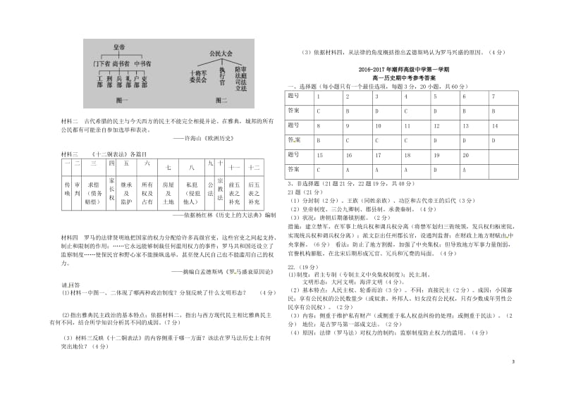 高一历史上学期期中试题36_第3页