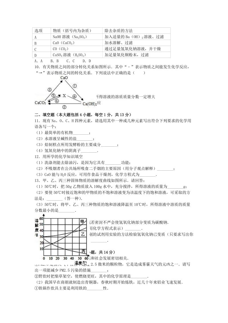 九年级化学下学期第一次月考试卷（含解析） 新人教版7_第2页