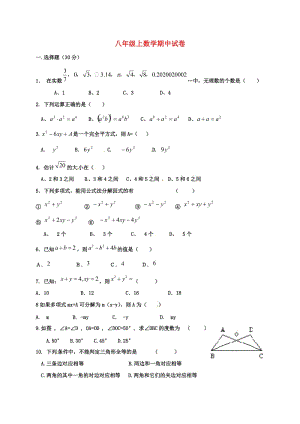 八年級數(shù)學上學期期中試題 新人教版2 (3)