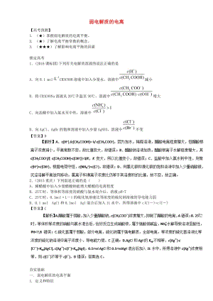 高三化學總復習 專題攻略 之水溶液中的離子平衡 一、 弱電解質(zhì)的電離（含解析）