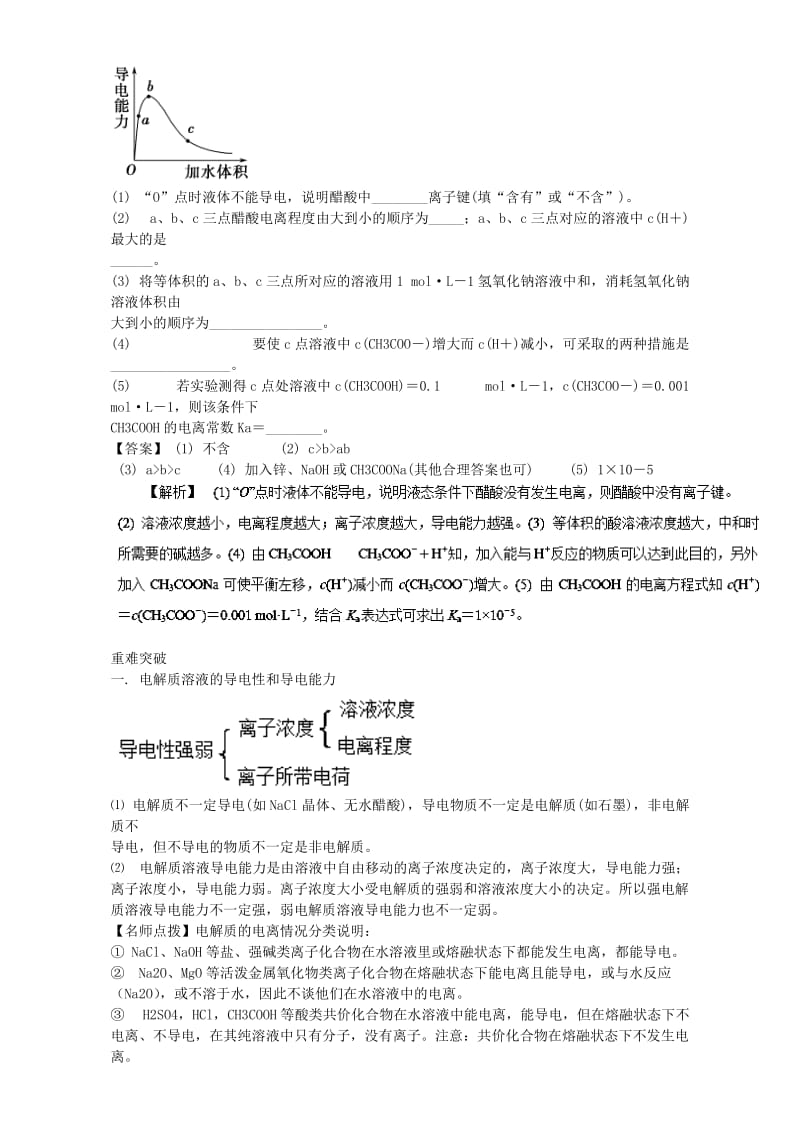 高三化学总复习 专题攻略 之水溶液中的离子平衡 一、 弱电解质的电离（含解析）_第3页