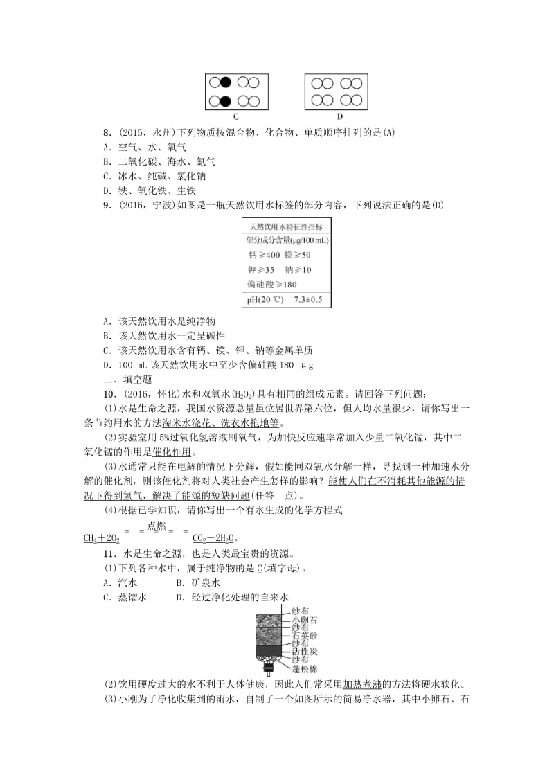 中考化学总复习 考点聚焦 第2讲 自然界的水试题_第2页