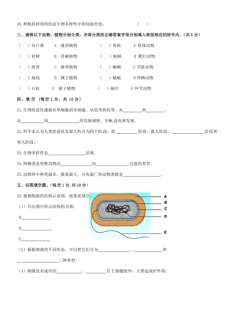 八年级生物上学期期中试题 北师大版_第3页