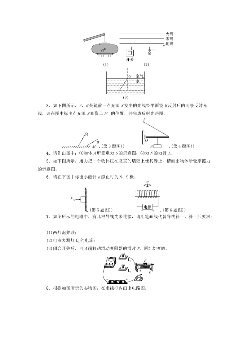 中考物理第一轮复习 专题二 作图题检测_第3页