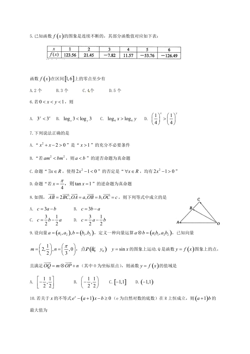 高三数学上学期期中试题 理6 (2)_第2页