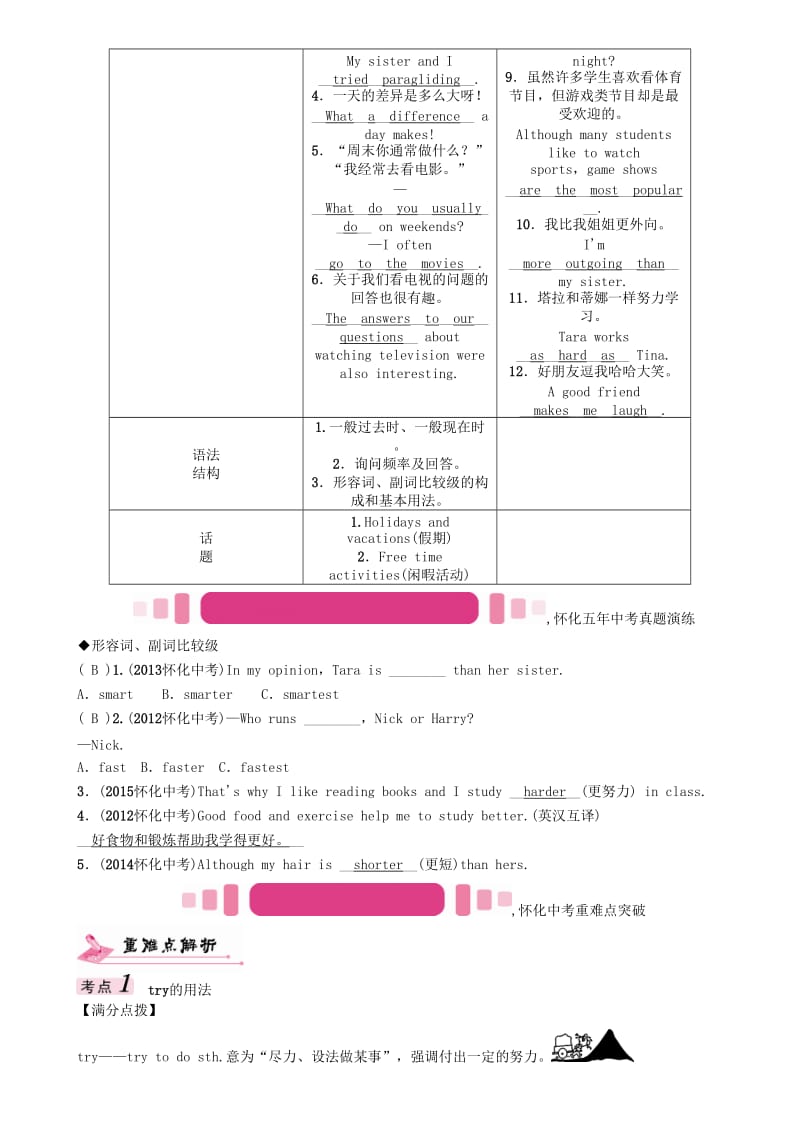 中考英语命题研究 第一编 教材同步复习篇 第五讲 八上 Units 1-3（精讲）试题1_第2页