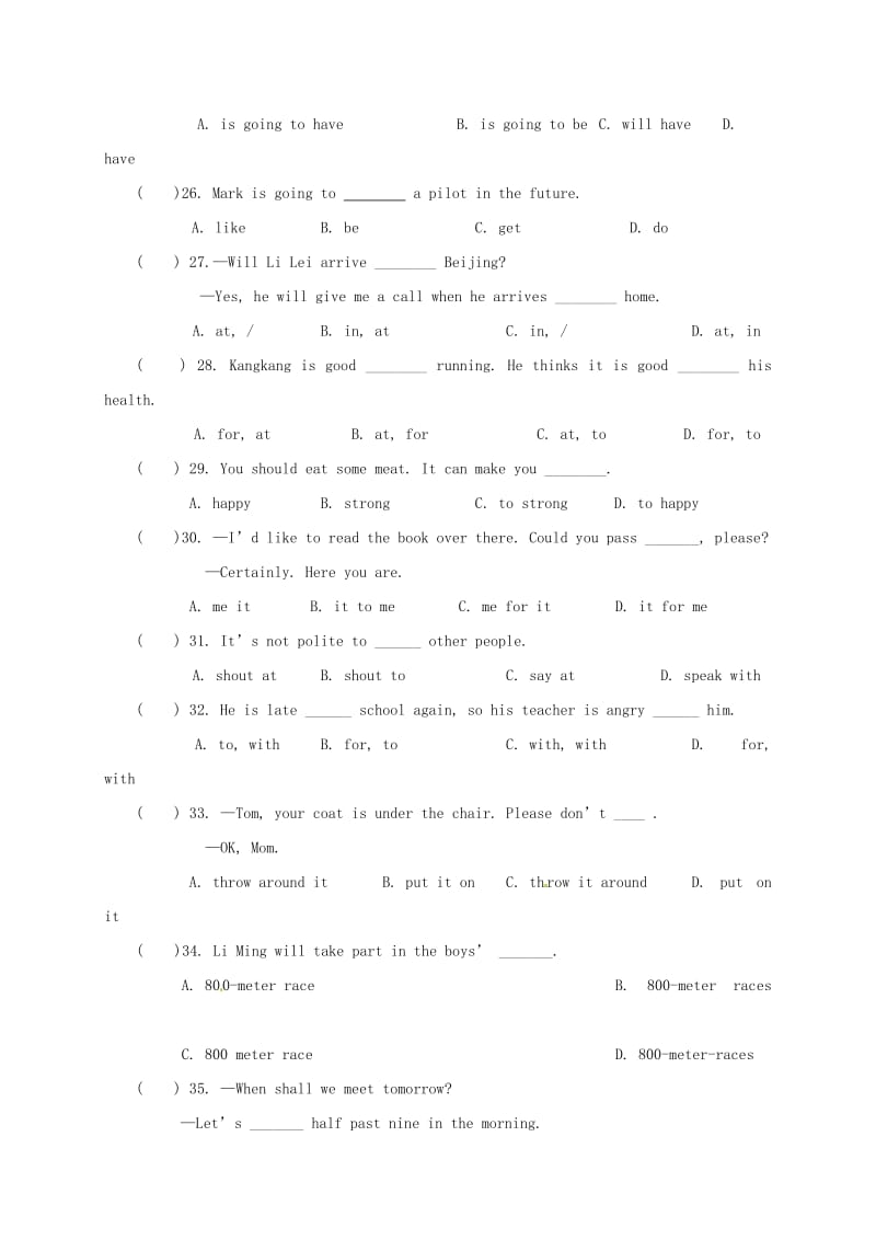 八年级英语上学期第一次月考试题 人教新目标版 (5)_第3页