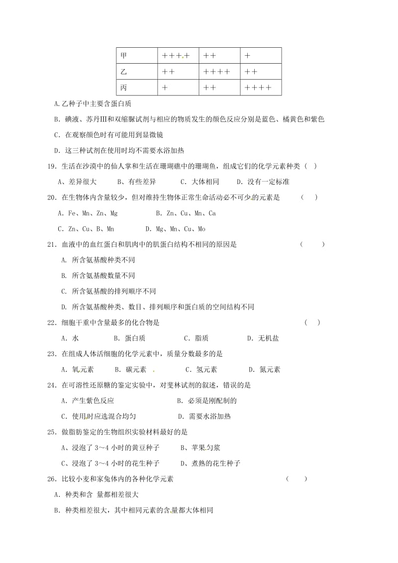 高一生物上学期第一次月考试题 (4)_第3页