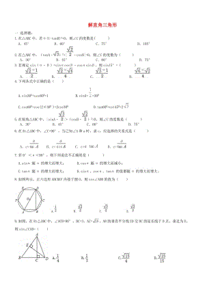 中考數(shù)學(xué)一輪專題復(fù)習(xí) 解直角三角形