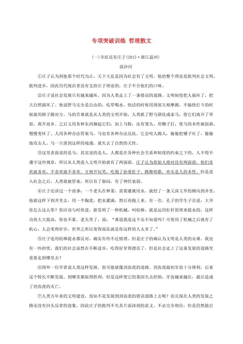 中考语文 全程专题突破复习导练 哲理散文_第1页