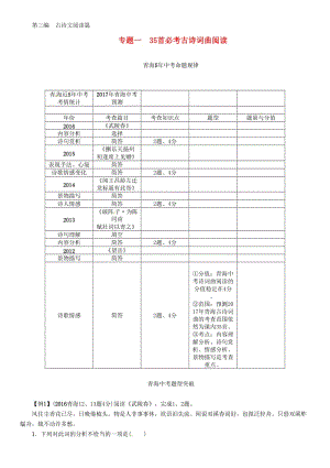 中考語(yǔ)文總復(fù)習(xí) 第三編 古詩(shī)文閱讀篇 專題一 35首必考古詩(shī)詞曲閱讀