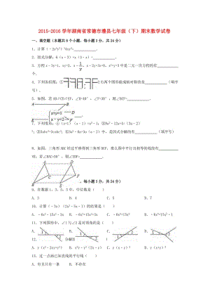 七年級(jí)數(shù)學(xué)下學(xué)期期末試卷（含解析） 湘教版 (2)