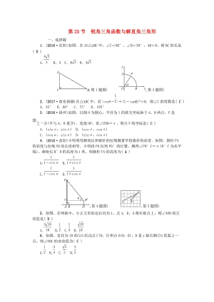 中考數(shù)學(xué)總復(fù)習(xí) 第四章 圖形的認(rèn)識(shí)與三角形 第20節(jié) 銳角三角函數(shù)與解直角三角形試題