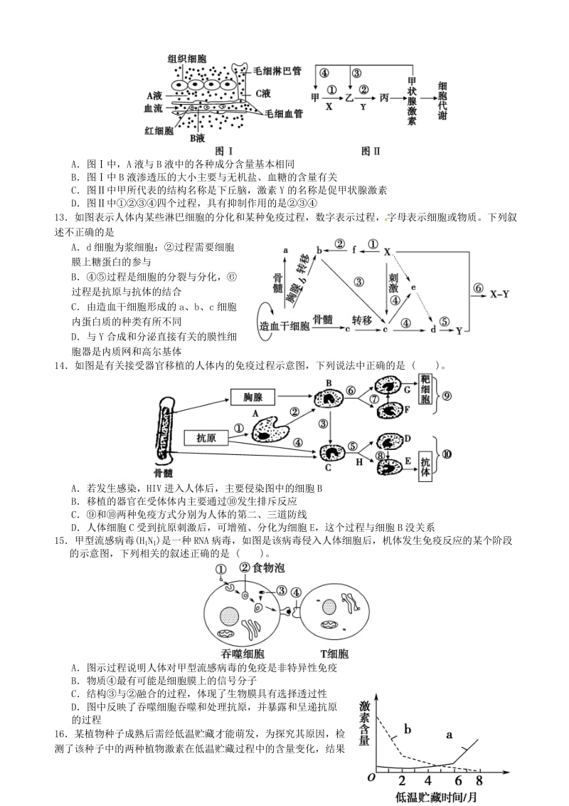 高一生物下学期学科竞赛（学分认定考试）试题_第3页