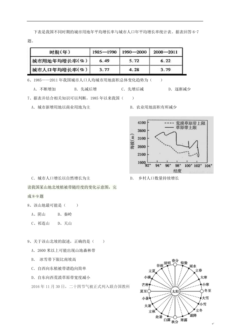 高三文综上学期第四次月考试题 (2)_第2页