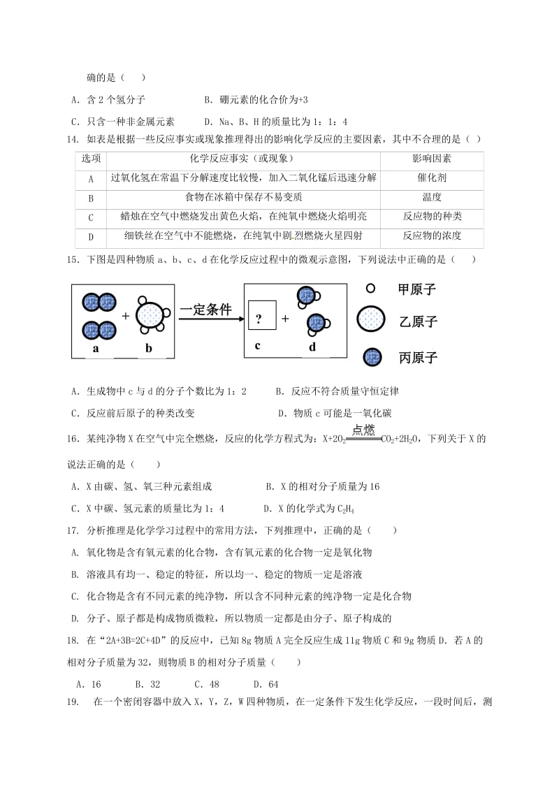 九年级化学上学期期中试题 新人教版8 (2)_第3页