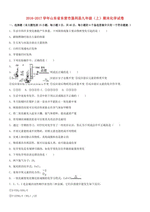 九年級化學(xué)上學(xué)期期末試卷（含解析） 魯教版五四制