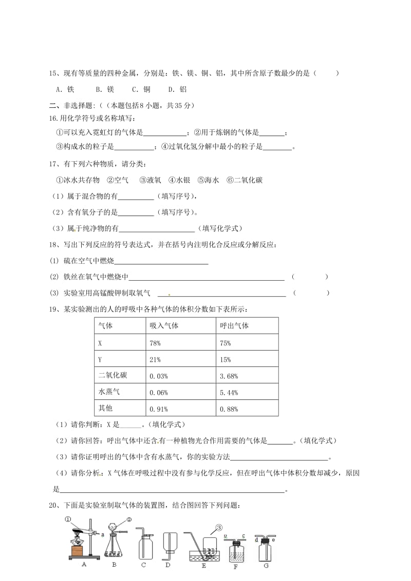 九年级化学10月月考试题新人教版_第3页