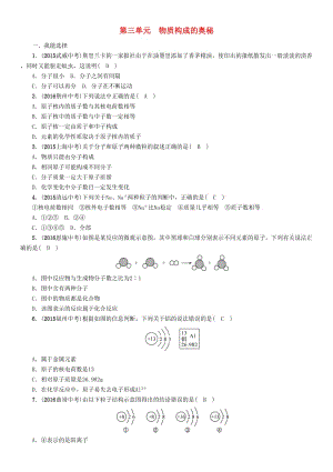 中考化學命題研究 第一編 教材知識梳理篇 第三單元 物質構成的奧秘（精練）試題1