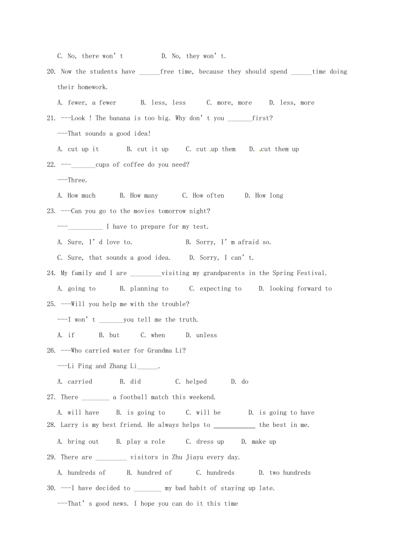 八年级英语上学期期末考试试题 人教新目标版_第3页