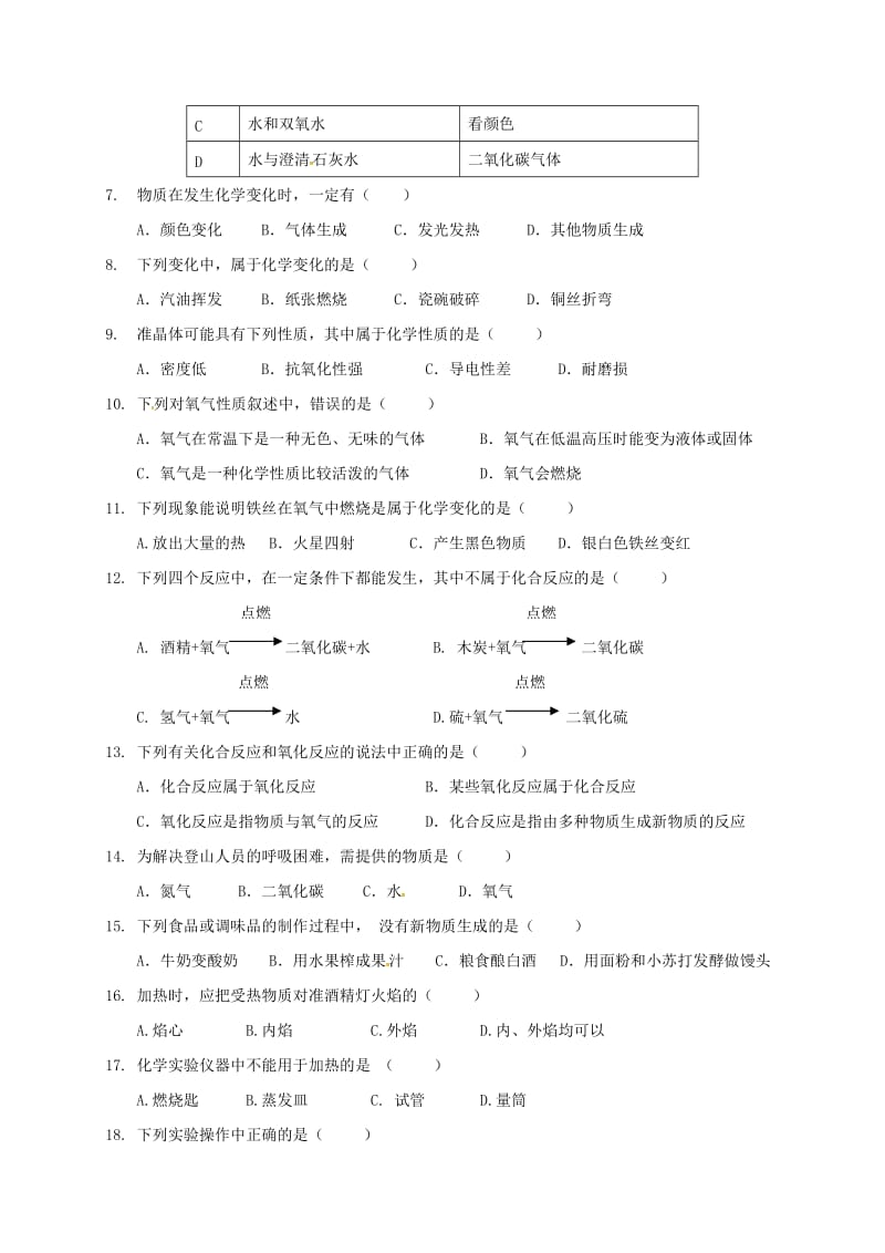 八年级化学下学期期中试题新人教版_第2页