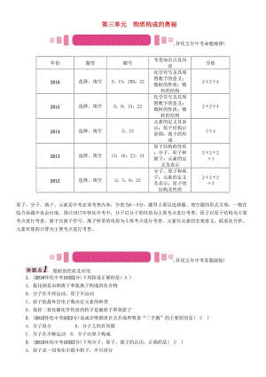 中考化學(xué)命題研究 第一編 教材知識梳理篇 第三單元 物質(zhì)構(gòu)成的奧秘（精講）試題