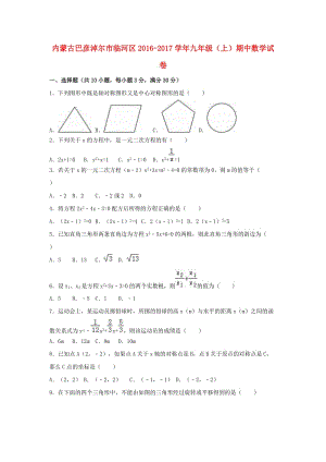 九年級數(shù)學(xué)上學(xué)期期中試卷（含解析） 新人教版 (9)