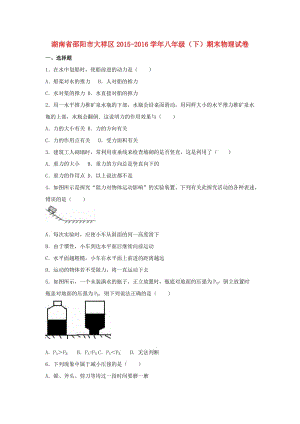 八年級(jí)物理下學(xué)期期末試卷（含解析） 新人教版 (4)