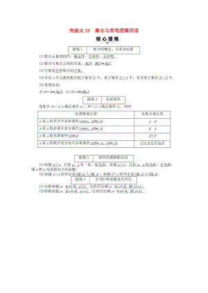 高三數(shù)學(xué)二輪復(fù)習(xí) 第2部分 必考補(bǔ)充專題 突破點(diǎn)19 集合與常用邏輯用語 理