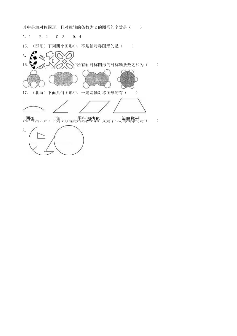 中考数学专题训练（二）轴对称图形 浙教版_第2页