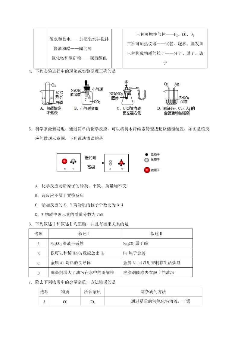 初中化学毕业生升学第二次模拟试题_第2页