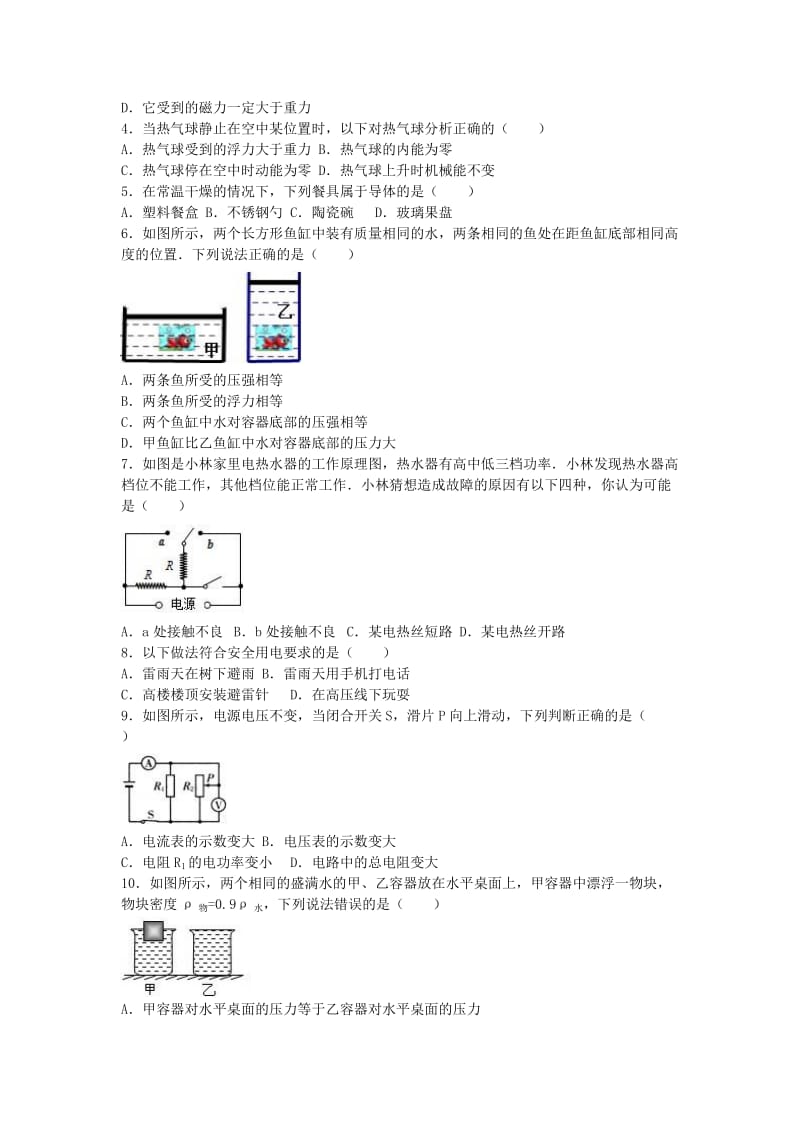 中考物理综合学习评价卷（十二）（含解析）_第2页