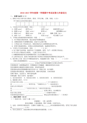 七年級(jí)語(yǔ)文上學(xué)期期中試題 蘇教版9