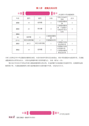 中考物理總復(fù)習(xí) 第一編 教材知識(shí)梳理 第三講 透鏡及其應(yīng)用試題