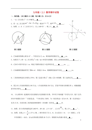 九年級(jí)數(shù)學(xué)上學(xué)期期中試題 蘇科版