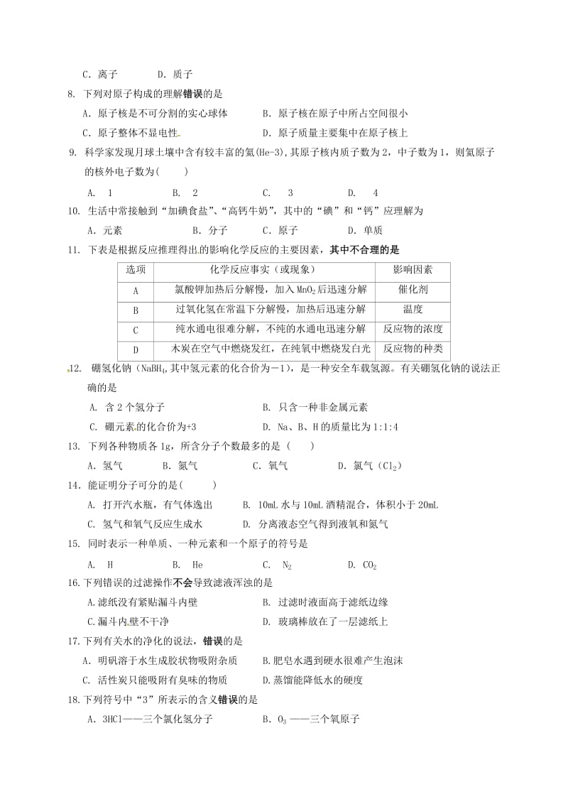 九年级化学上学期期中联考试题 新人教版 (2)_第2页