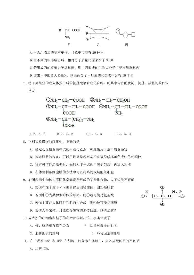 高一生物上学期期中试题39_第2页