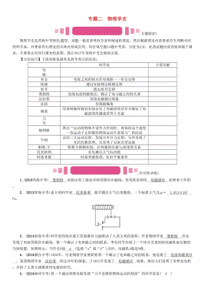 中考物理命題研究 第二編 重點題型專題突破篇 專題二 物理學史試題1