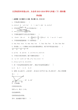 七年級(jí)數(shù)學(xué)下學(xué)期期末試卷（含解析） 蘇科版7