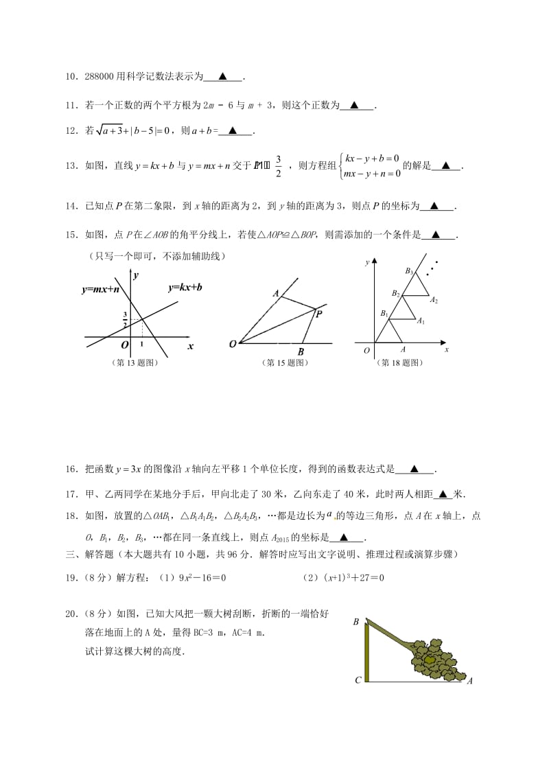 八年级数学上学期期末考试试题 苏科版2_第2页