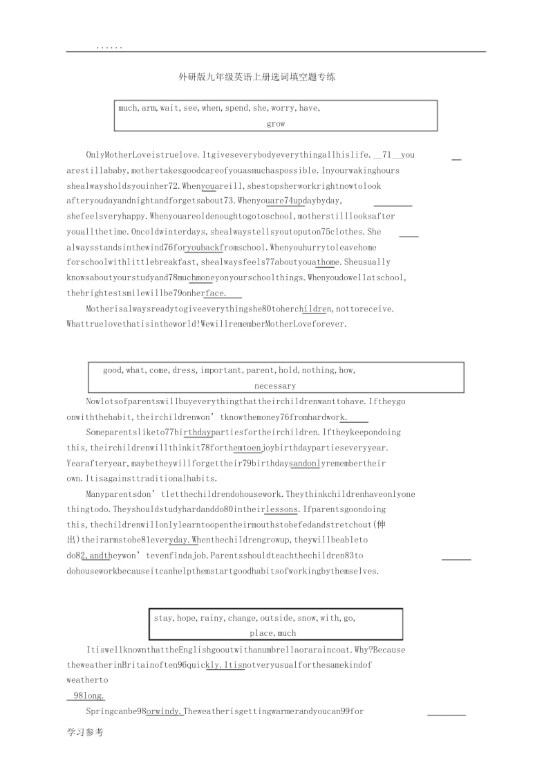 初中英语选词填空练习试题.doc_第1页