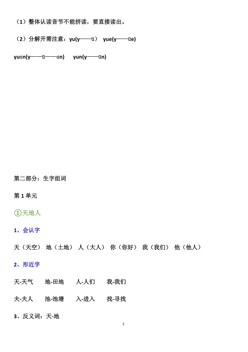 2019部编版语文一年级期末复习重点.doc_第2页