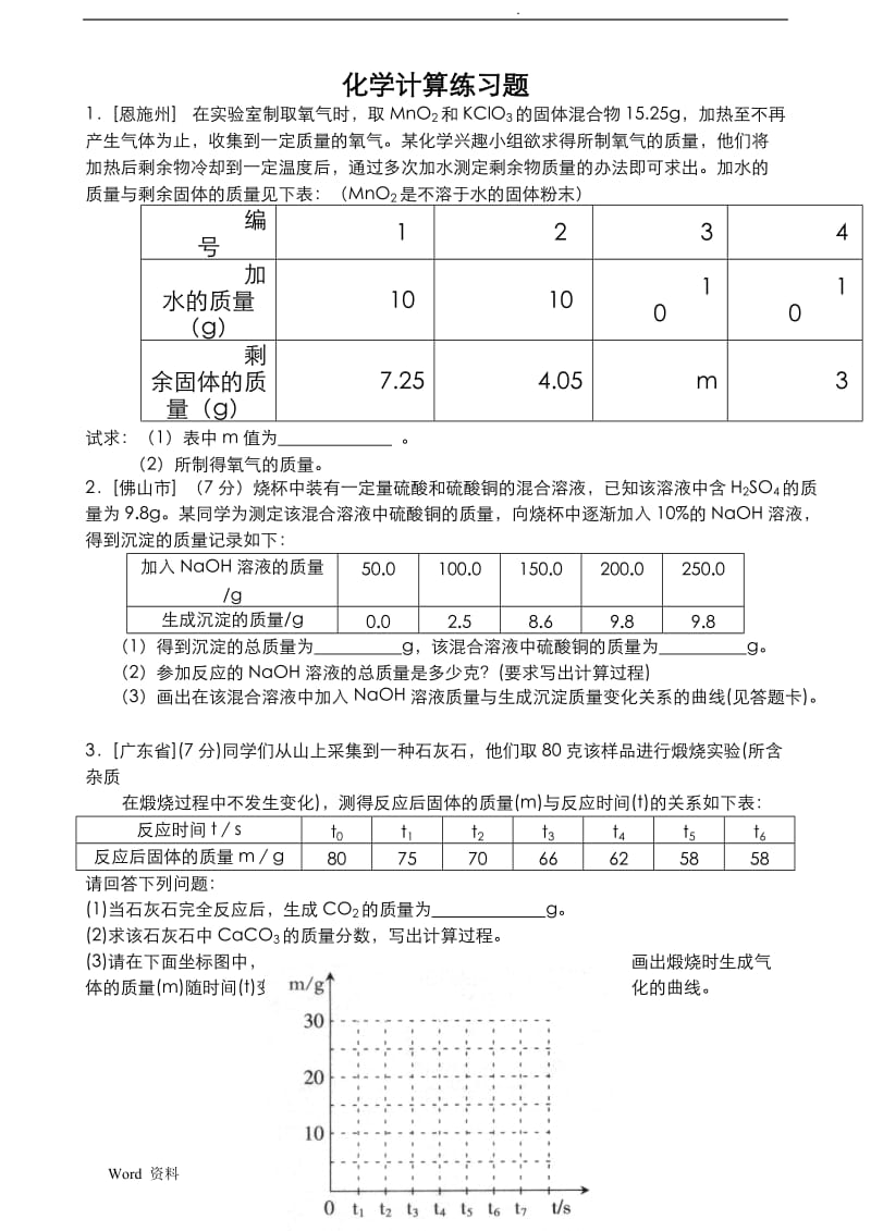 中考化学计算题及答案.doc_第1页