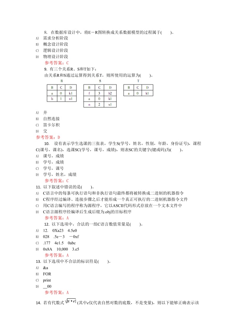 20159未来教育计算机C语言二级题库选择题.docx_第2页