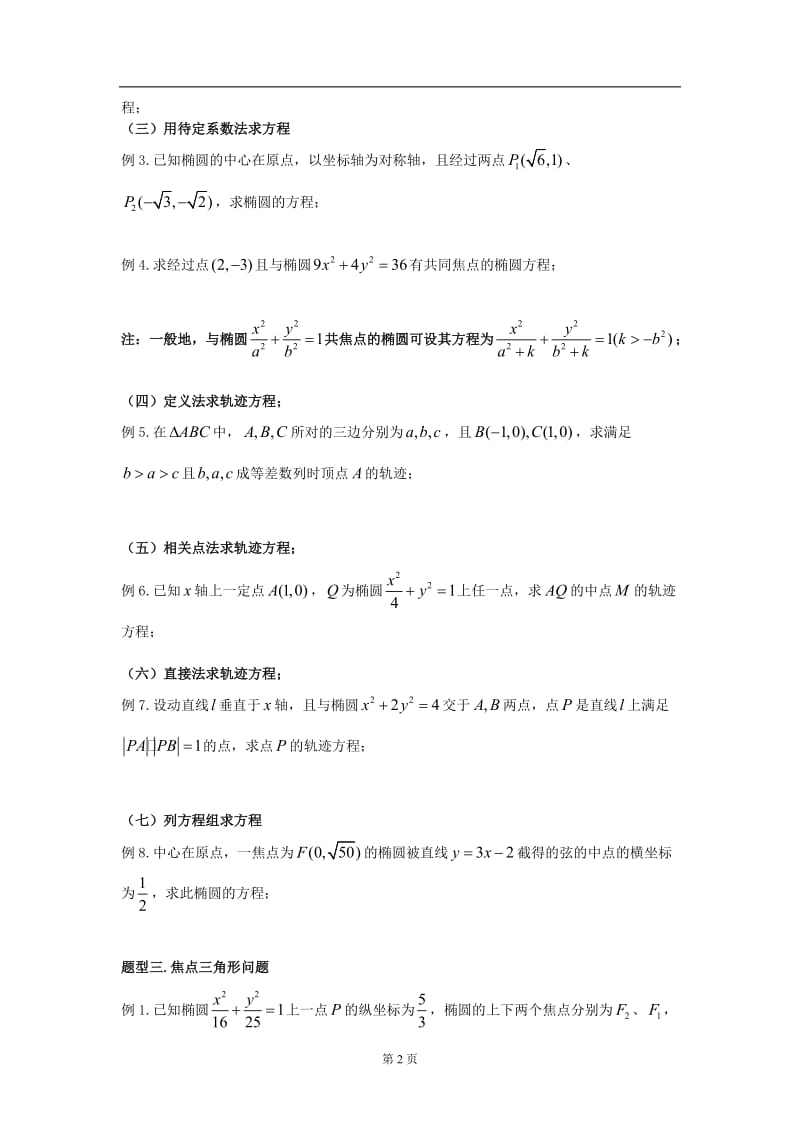 椭圆典型题型归纳学生版.doc_第2页