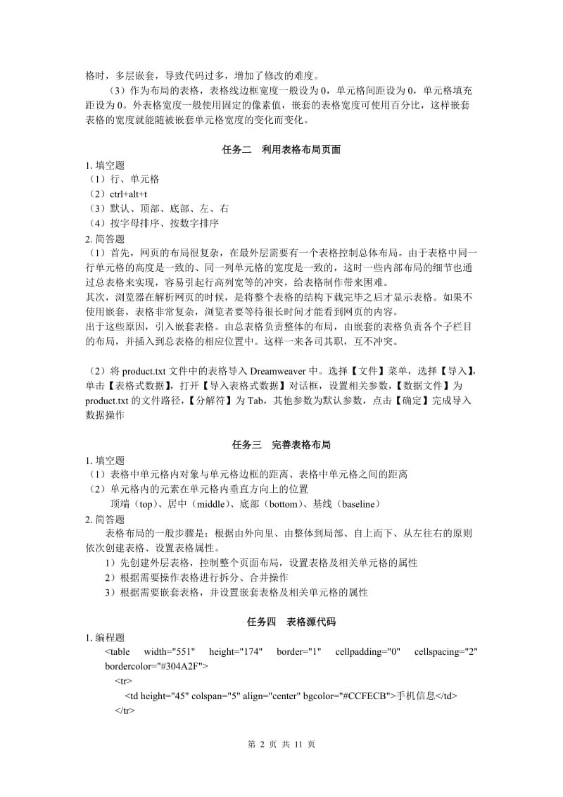 《网页设计与制作项目化教程》习题参考答案.doc_第2页