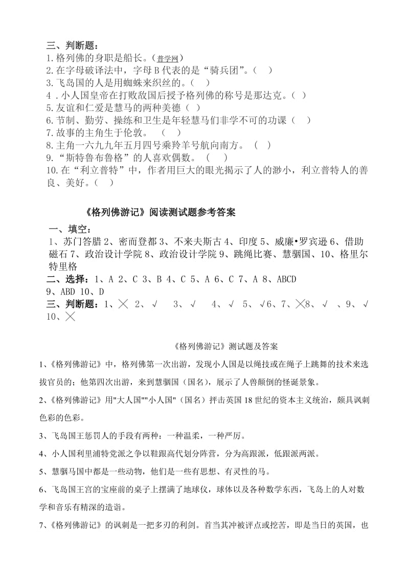 《格列佛游记》测试题及阅读答案.doc_第2页